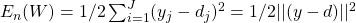  E_n(W) = 1/2\sum_{i=1}^{J} (y_j-d_j)^2 = 1/2||(y-d)||^2 